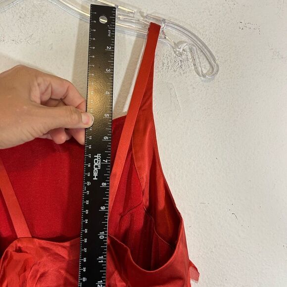 AIDAN MATTOX LADIES DRESS 4 RED SILK FLAPPER FRINGE MINI COCKTAIL DATE LOVE - Picture 8 of 13